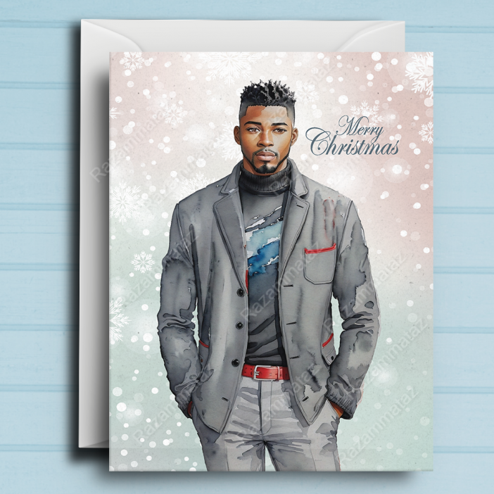 Black Man L Christmas Card